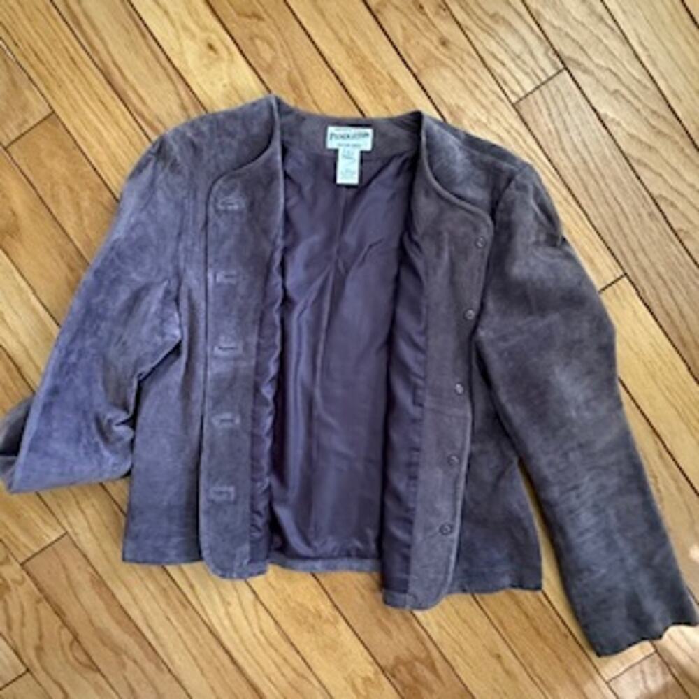 Pendleton Purple Suede Coat Button Front Large Lo… - image 4